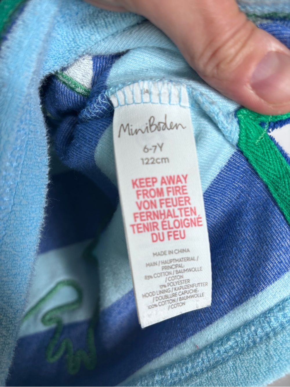 Mini Boden Blue Quartz Croc Towelling Throw On Swim Cover Up Size 5-6yrs - Picture 6 of 7